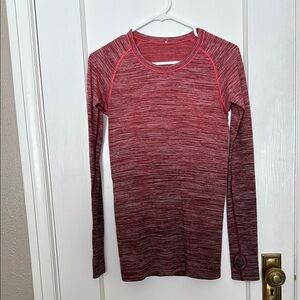 lululemon athletica Ombré Salmon-Red Long Sleeve Tee